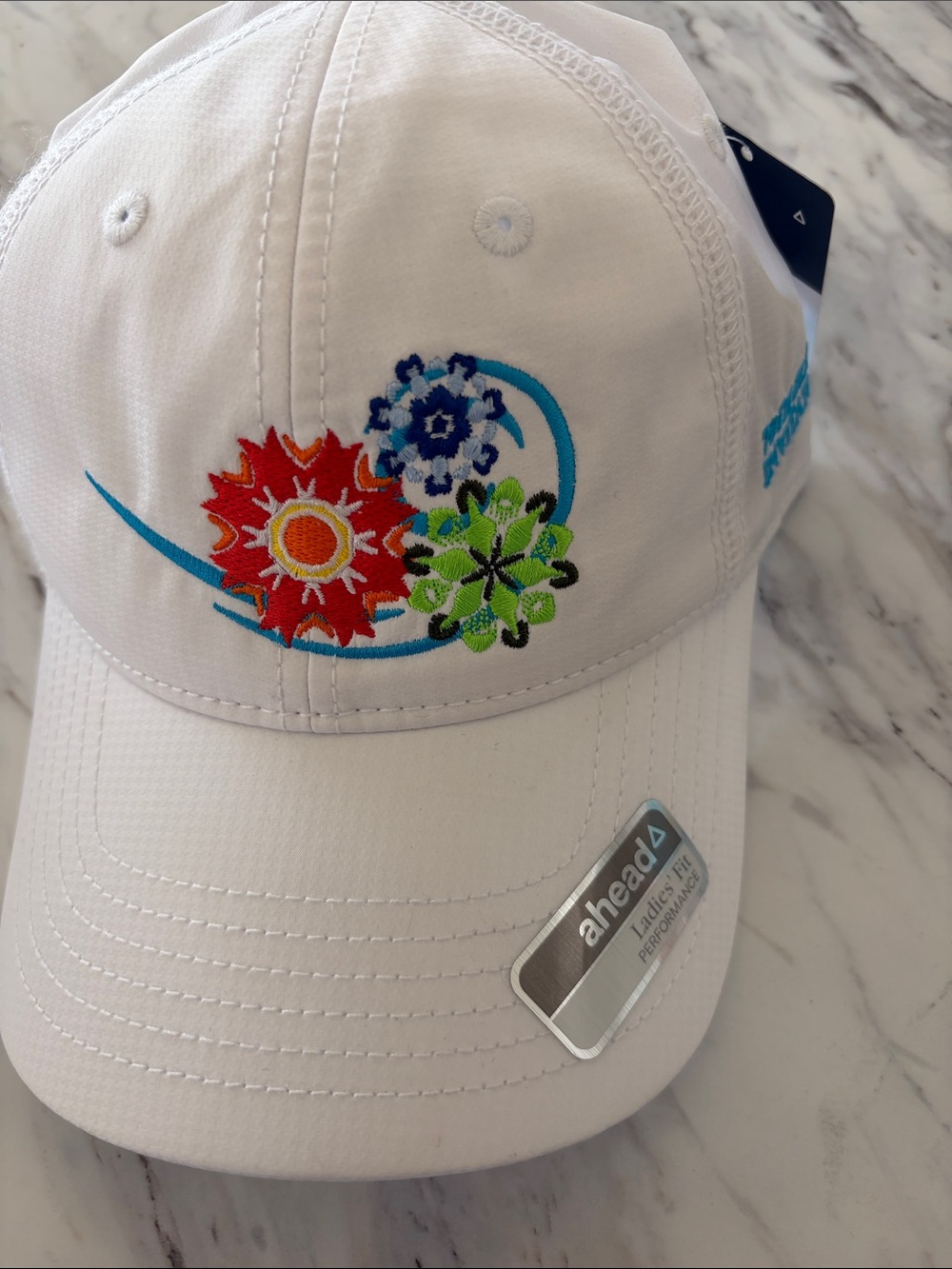 Head White Kids Hat with Colorful Floral Embroidery